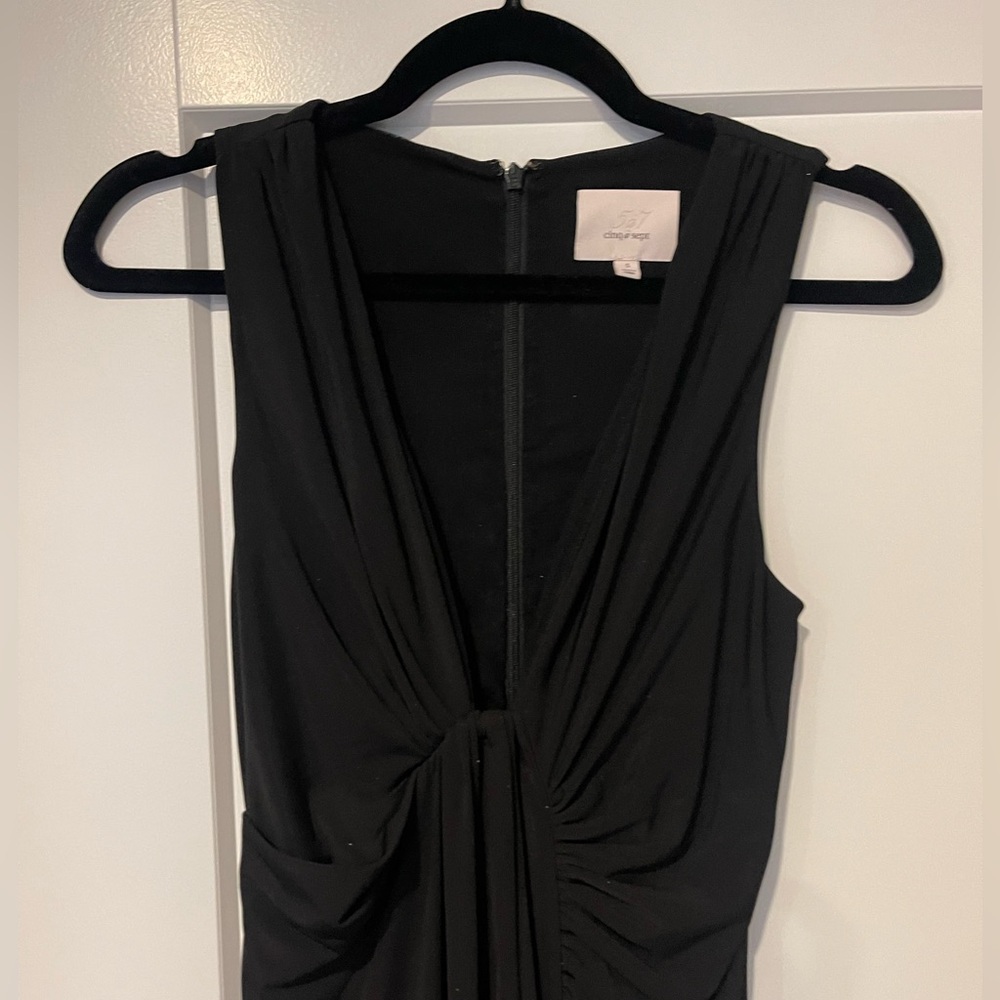 Cinq a Sept Black Maxi Formal Dress - Plunge Neckline